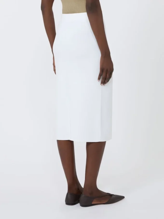 Stretch viscose yarn sheath dress, optical white