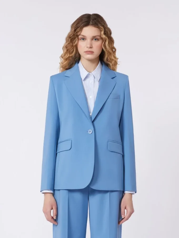 Stretch wool blazer, light blue