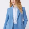 Stretch wool blazer, light blue