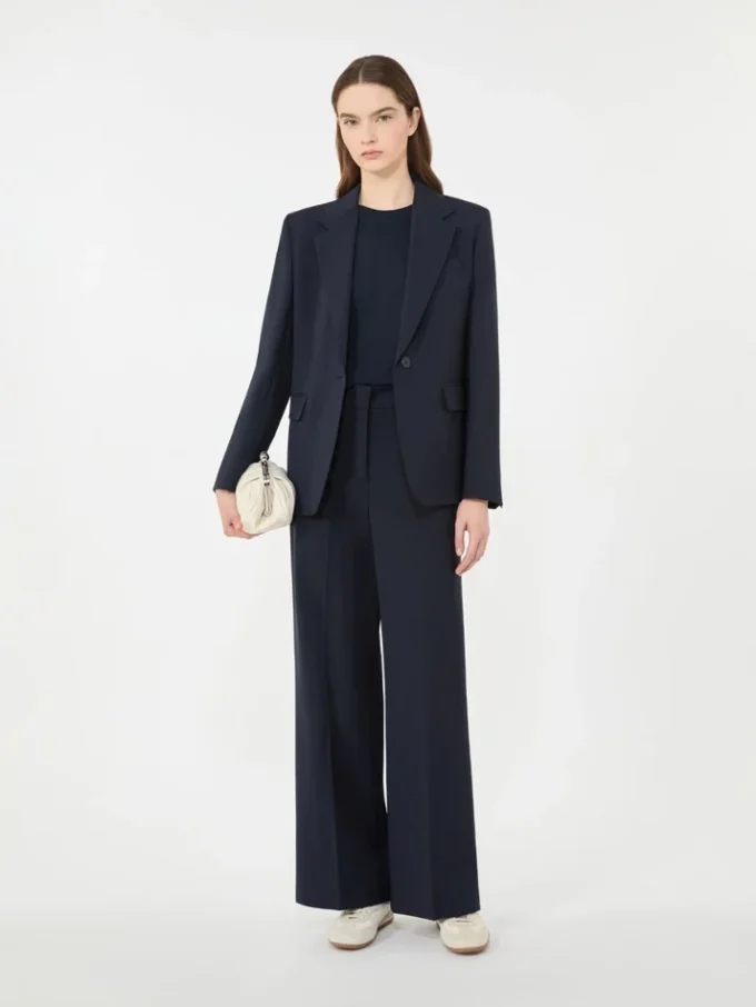 Stretch wool blazer, navy