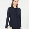 Stretch wool blazer, navy