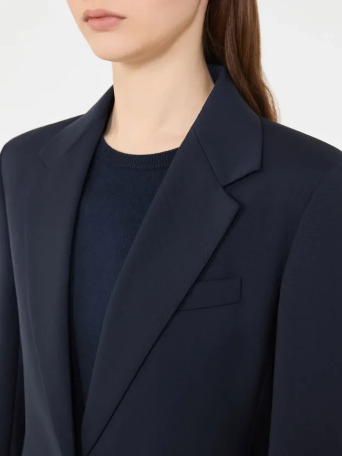 Stretch wool blazer, navy