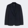 Stretch wool blazer, navy