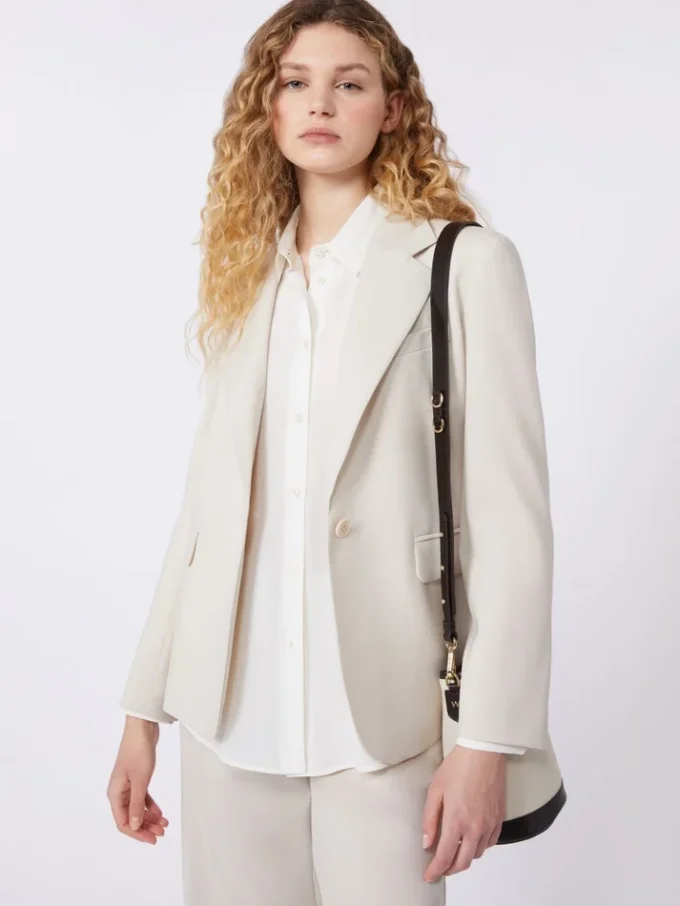 Stretch wool blazer, sand