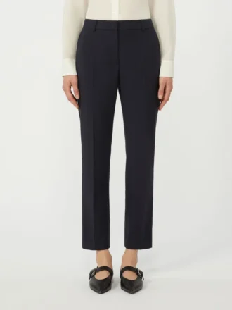 Stretch wool cigarette trousers, navy