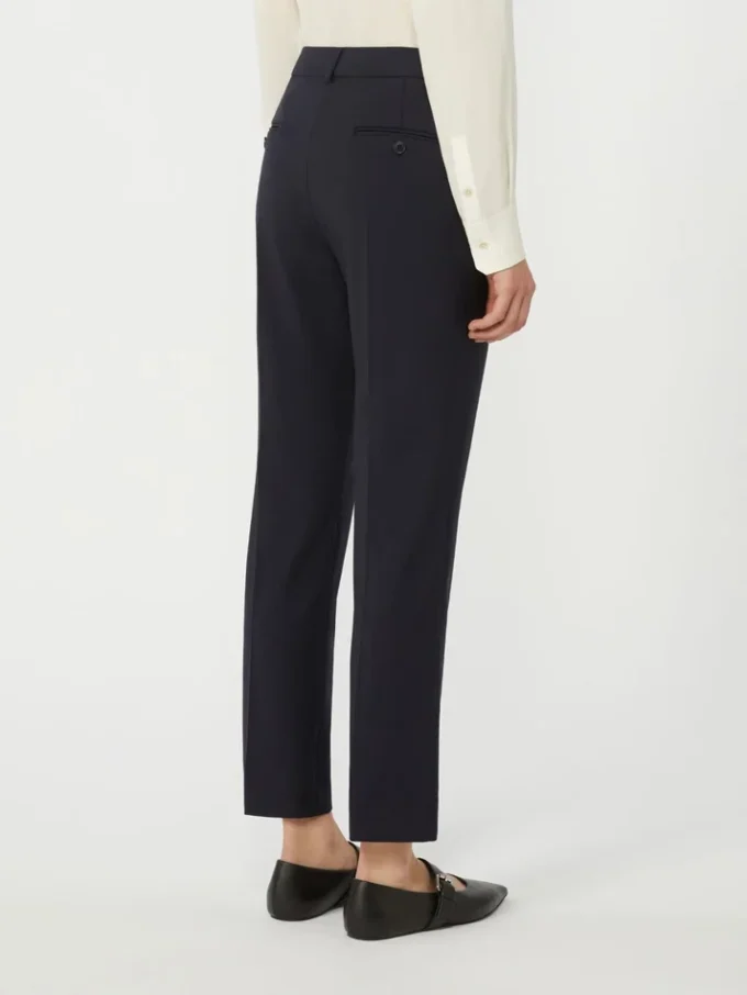 Stretch wool cigarette trousers, navy