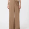Stretch wool cloth trousers, hazelnut brown