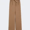 Stretch wool cloth trousers, hazelnut brown