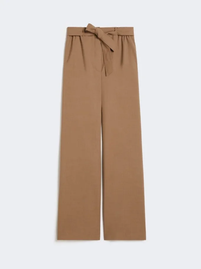Stretch wool cloth trousers, hazelnut brown