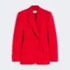 Stretch-wool double-breasted blazer, red