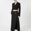 Stretch wool trousers with removable panel, black Stretch wool trousers with removable panel, black