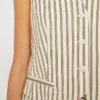 Striped cotton and silk canvas gilet, beige