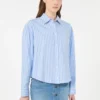 Striped cotton oxford shirt, light blue