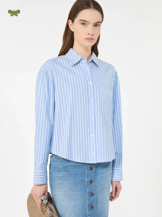 Striped cotton oxford shirt, light blue