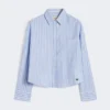 Striped cotton oxford shirt, light blue