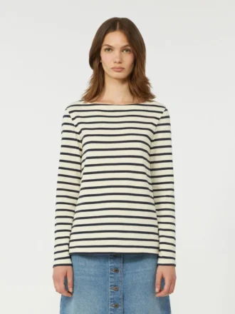 Striped cotton t-shirt, ivory