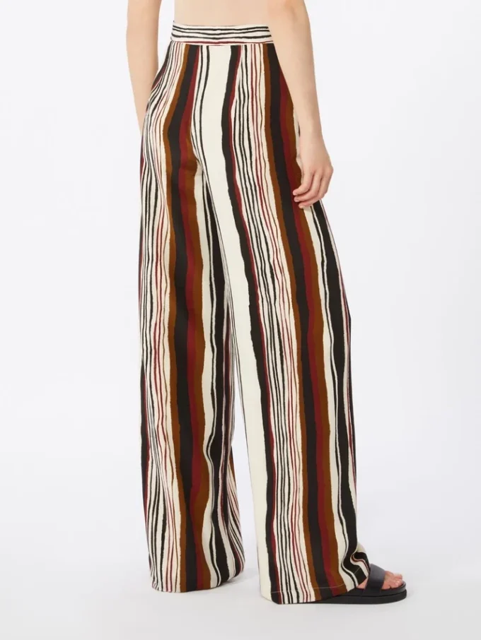 Striped crepe de chine trousers, brick red