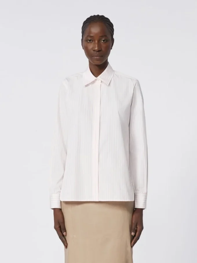 Striped poplin shirt, pink