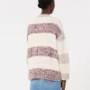 Striped wool and cotton cardigan, sand
