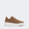 Suede and teddy fabric trainers, hazelnut brown