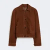 Suede boxy jacket, chocolate