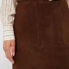 Suede midi skirt, chocolate