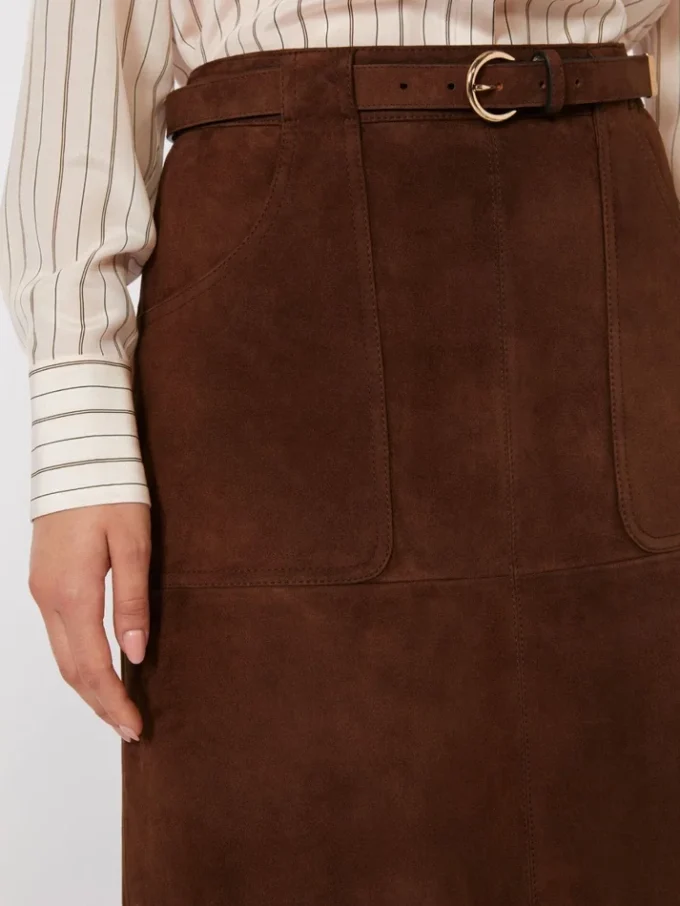 Suede midi skirt, chocolate