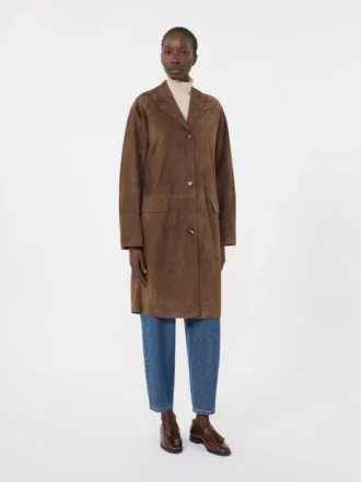Suede overcoat, brown