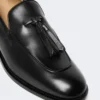 Tasselled leather loafers, black