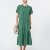 Technical cotton canvas dress, green