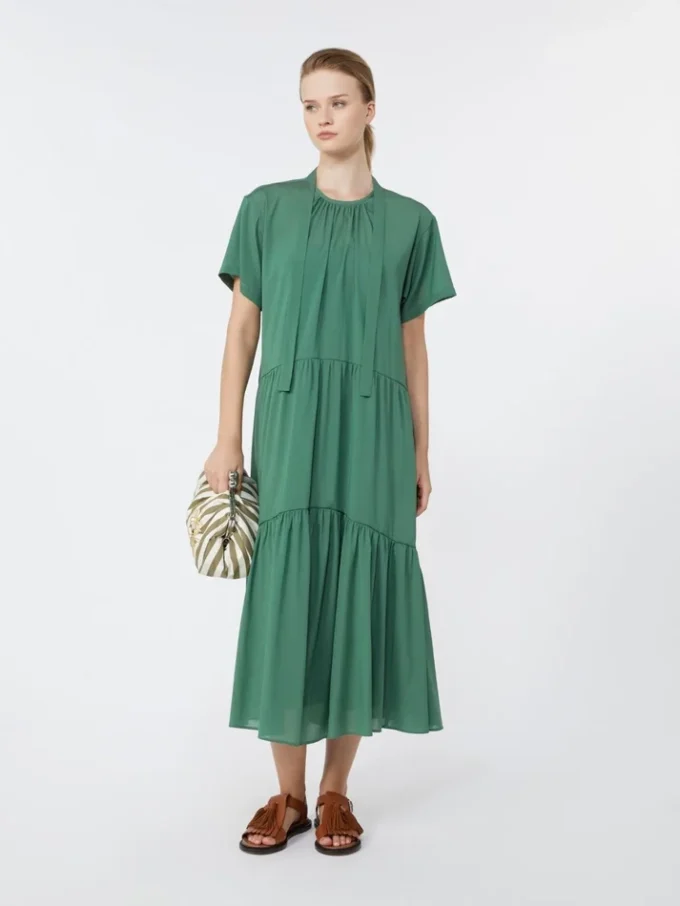 Technical cotton canvas dress, green