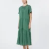 Technical cotton canvas dress, green