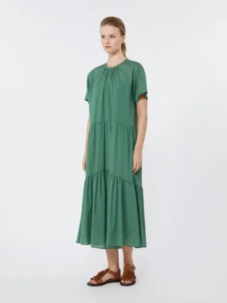 Technical cotton canvas dress, green