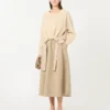 Technical fabric and cotton dress, hazelnut brown