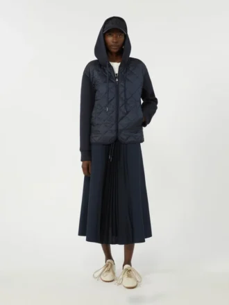 Technical fabric and jersey skirt, navy