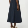 Technical fabric and jersey skirt, navy