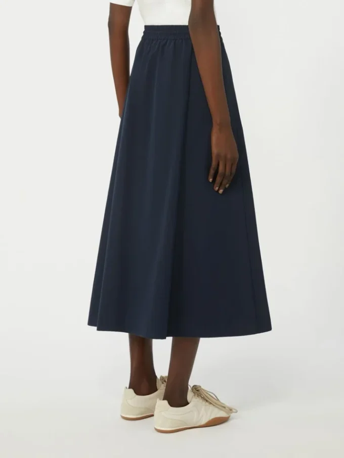 Technical fabric and jersey skirt, navy