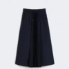 Technical fabric and jersey skirt, navy