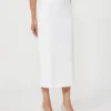 Technical jersey pencil skirt, optical white