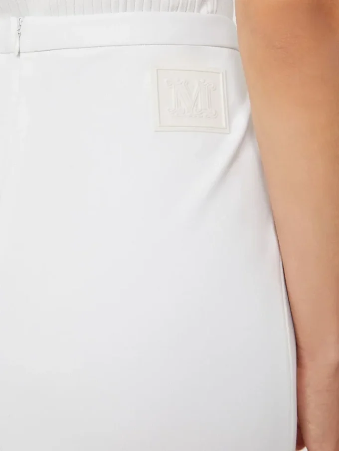 Technical jersey pencil skirt, optical white