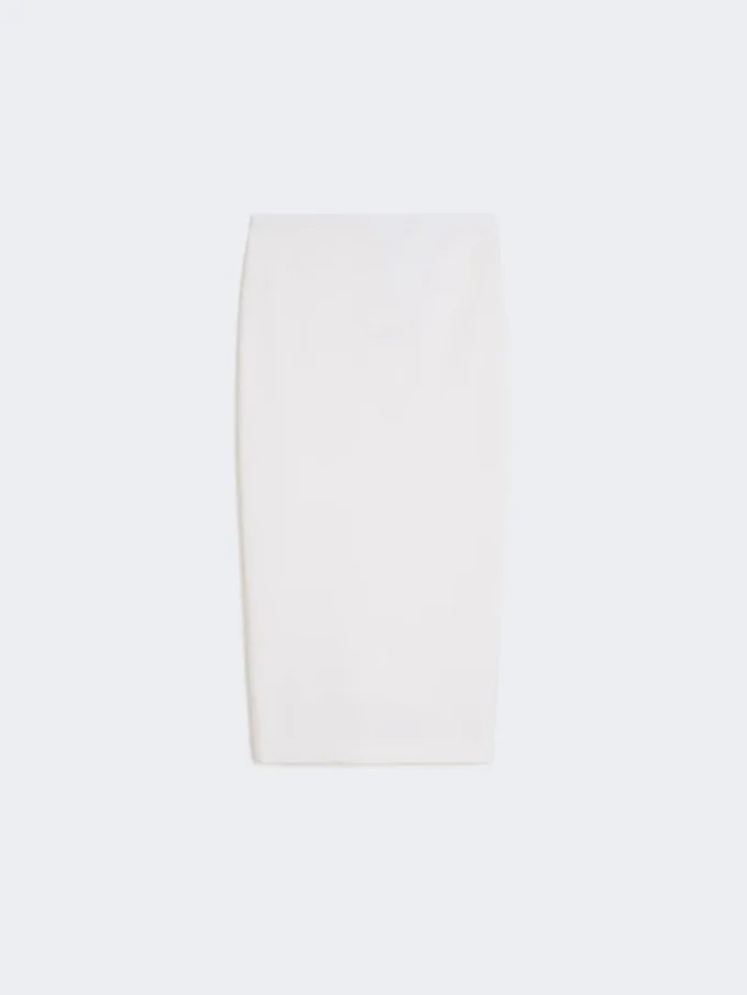 Technical jersey pencil skirt, optical white