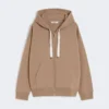 Technical jersey zip-up sweatshirt, camel