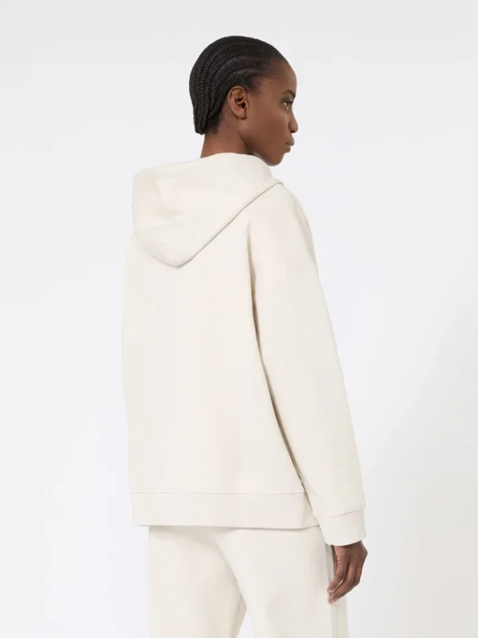 Technical jersey zip-up sweatshirt, ecru