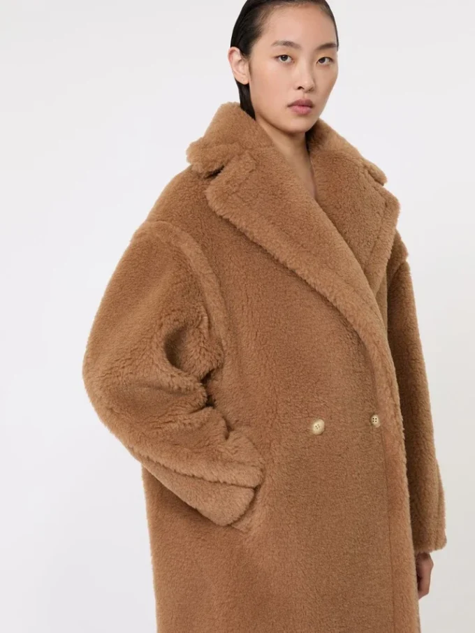 Teddy bear icon coat, camel