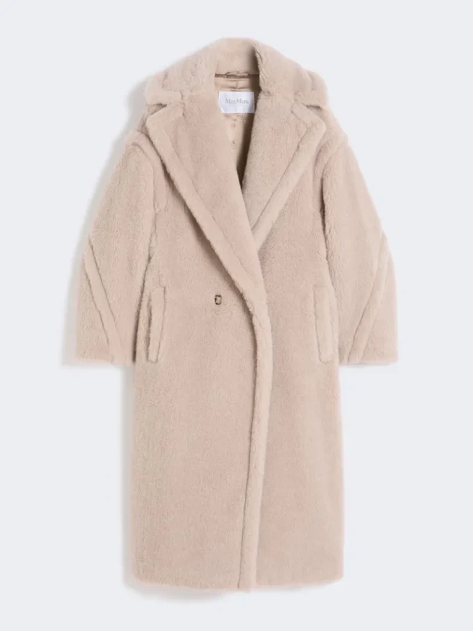 Teddy bear icon coat in alpaca and wool, beige