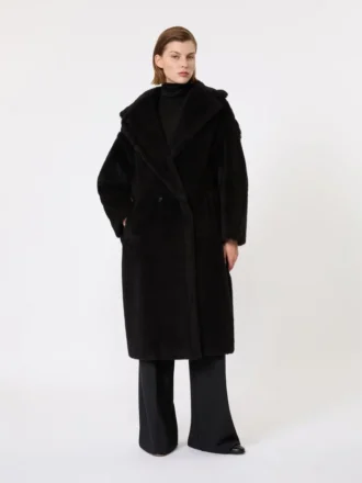 Teddy bear icon coat in alpaca and wool, black