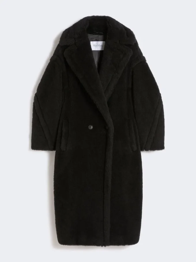 Teddy bear icon coat in alpaca and wool, black