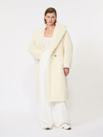 Teddy bear icon coat in alpaca and wool, white
