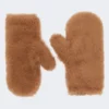 Teddy fabric mittens, camel