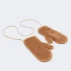 Teddy fabric mittens, camel